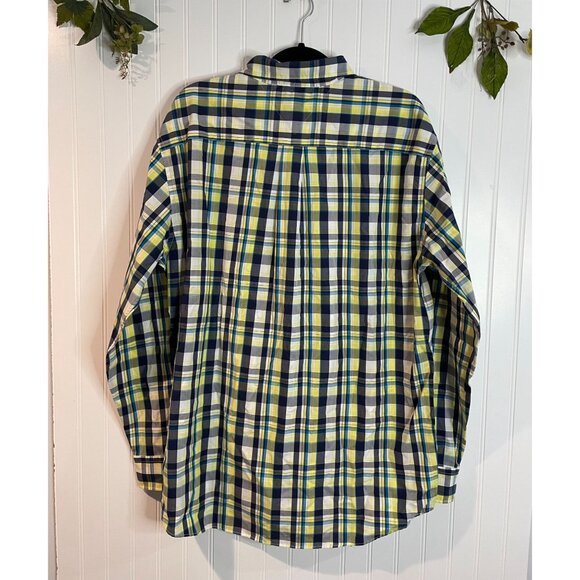 Tommy Hilfiger Mens XL Plaid Button-Down Shirt Yellow/Blue100%Cotton Long Sleeve - Picture 2 of 12